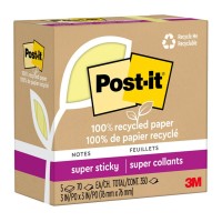 Pack of 5 Post-it 100 Rec Super Sticky Notes 654R-5SSCY 76mm x 76mm Yellow